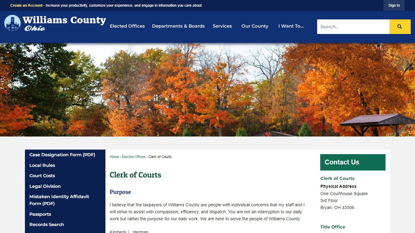 Clerk of Courts | Williams County, OH